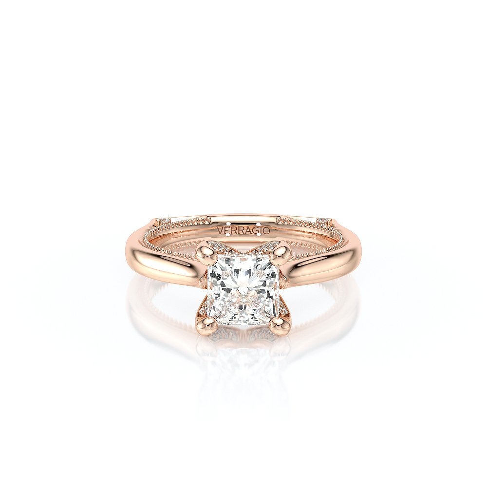 Princess Solitaire 14K Rose Gold Engagement Ring - VNG-2207