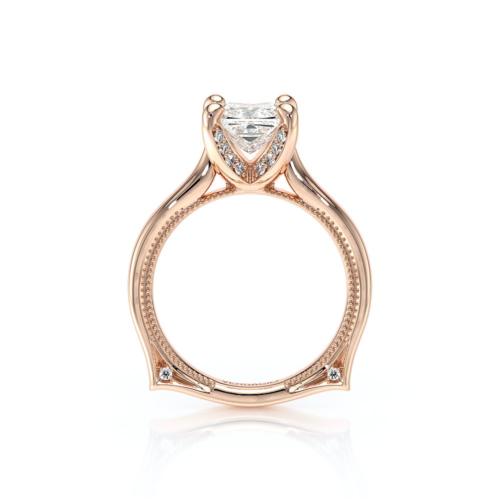 Princess Solitaire 18K Rose Gold Engagement Ring - VNG-2207