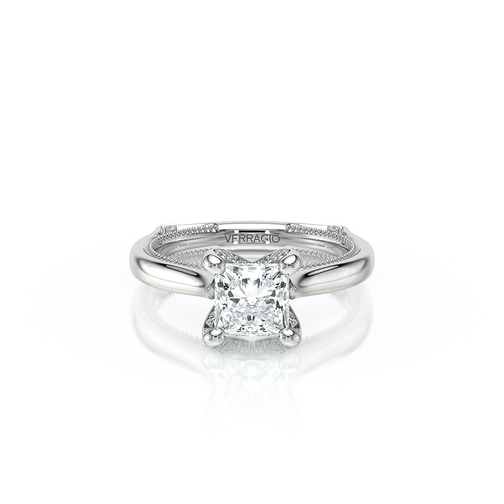 Princess Solitaire 14K White Gold Engagement Ring - VNG-2207