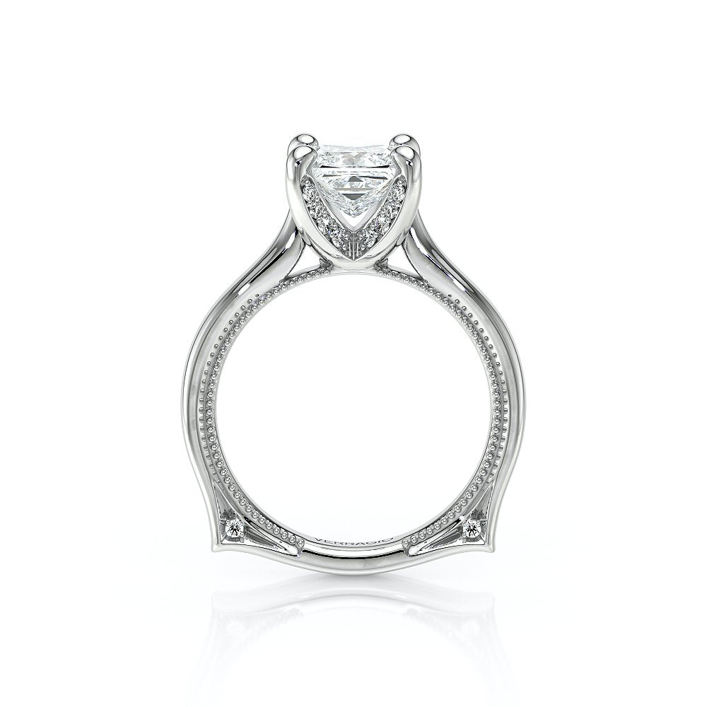 Princess Solitaire 18K White Gold Engagement Ring - VNG-2207