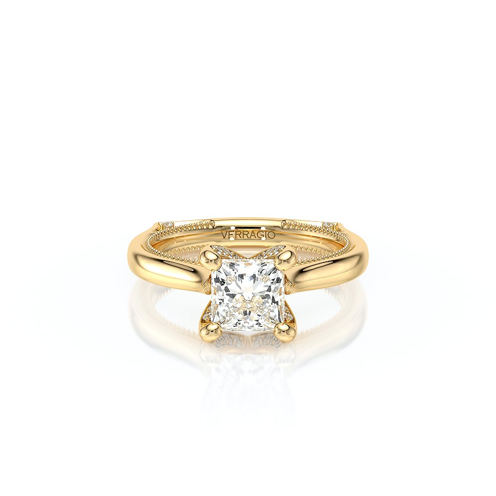 Princess Solitaire 18K Yellow Gold Engagement Ring - VNG-2207