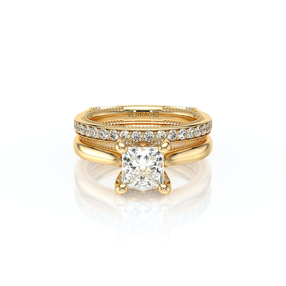 Princess Solitaire 18K Yellow Gold Engagement Ring - VNG-2207
