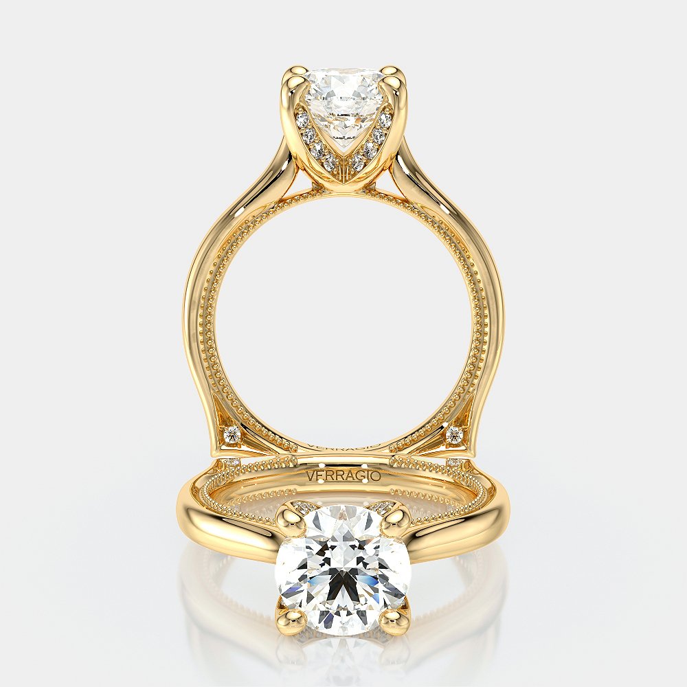 Round Solitaire 14K Yellow Gold Engagement Ring - VNG-2207
