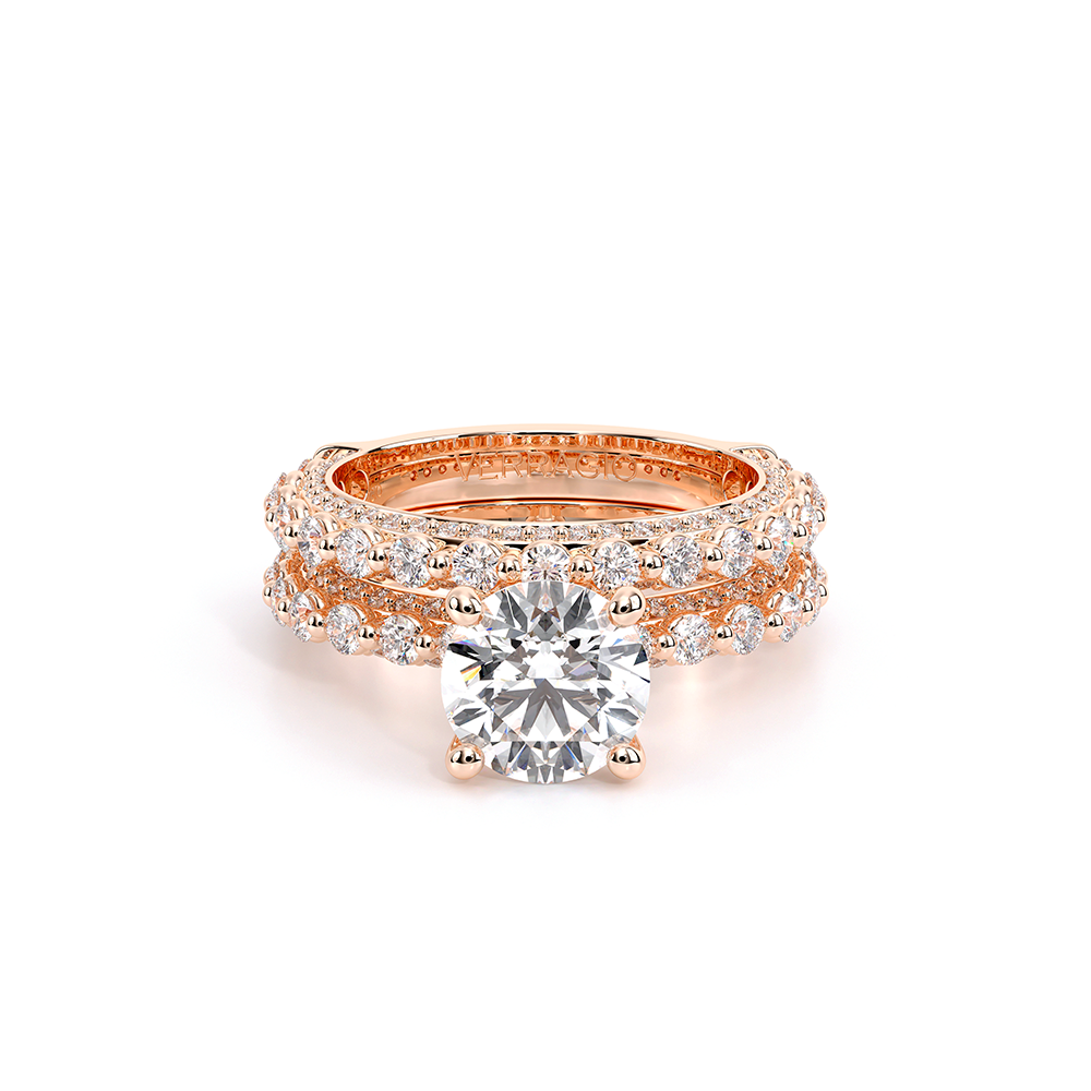 Modern Diamond Wedding Ring 18k Rose Gold - CTR-0488