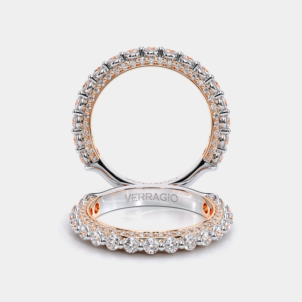 Modern Diamond Wedding Ring 18k White/Rose Gold - CTR-0488