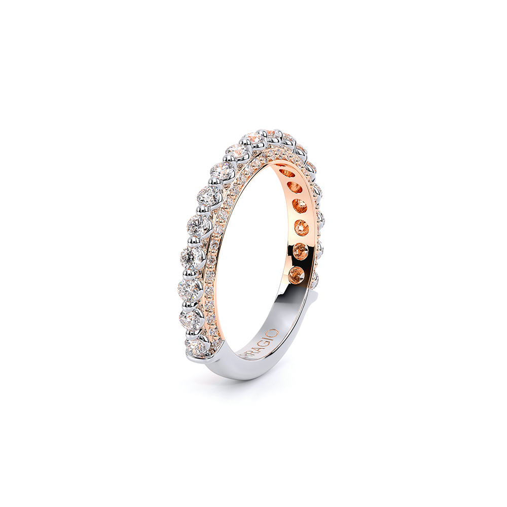 Modern Diamond Wedding Ring 18k White/Rose Gold - CTR-0488