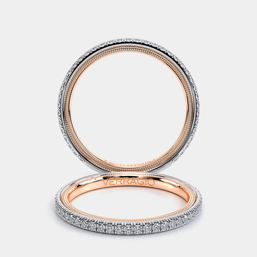 Classic Pavé Diamond Wedding Ring 14k White/Rose Gold - TR-120