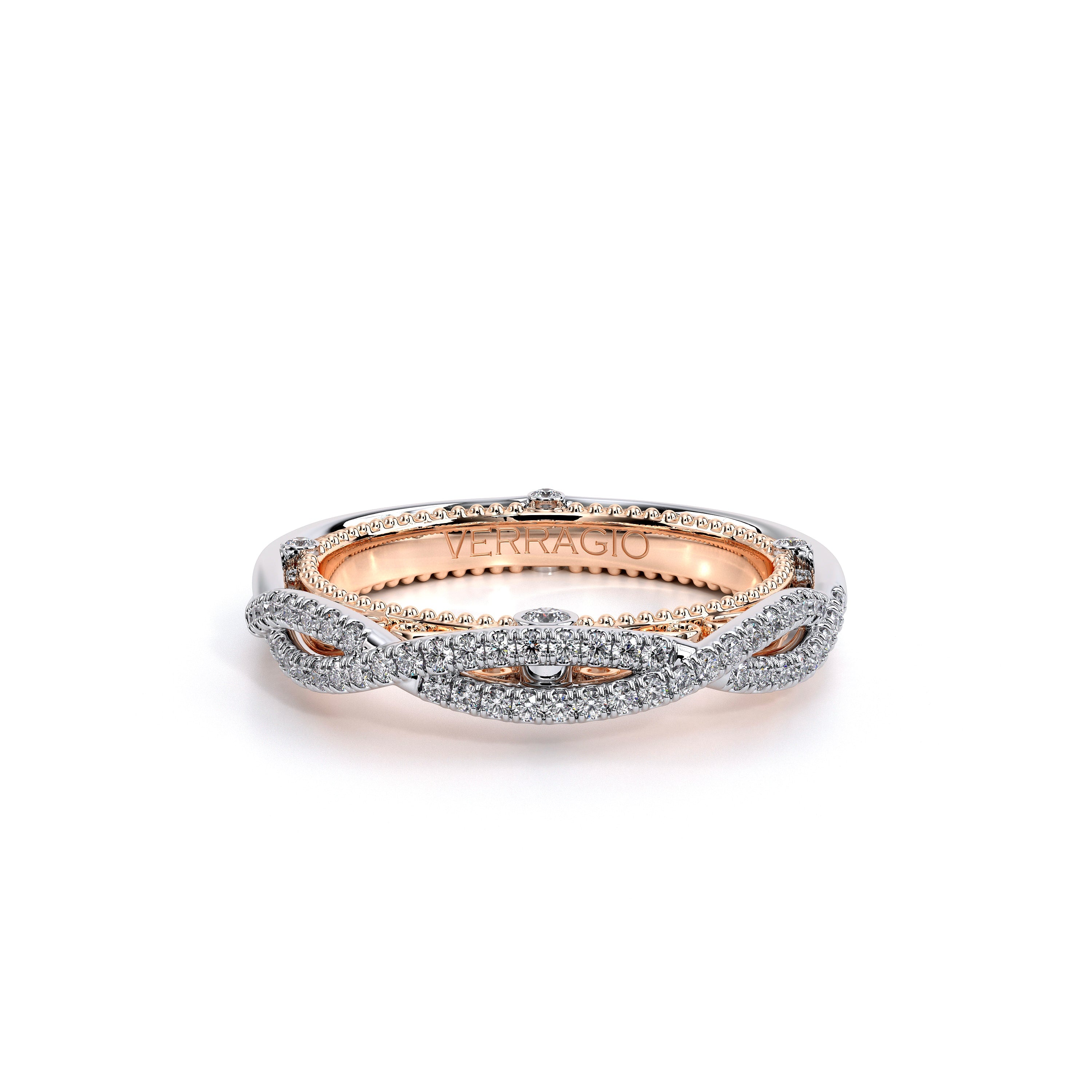 Vintage Twist Diamond Wedding Ring 14k White/Rose Gold - VEN-5003