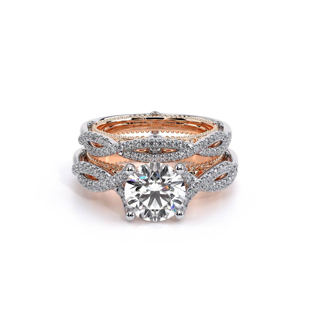 Vintage Twist Diamond Wedding Ring 18k White/Rose Gold - VEN-5003