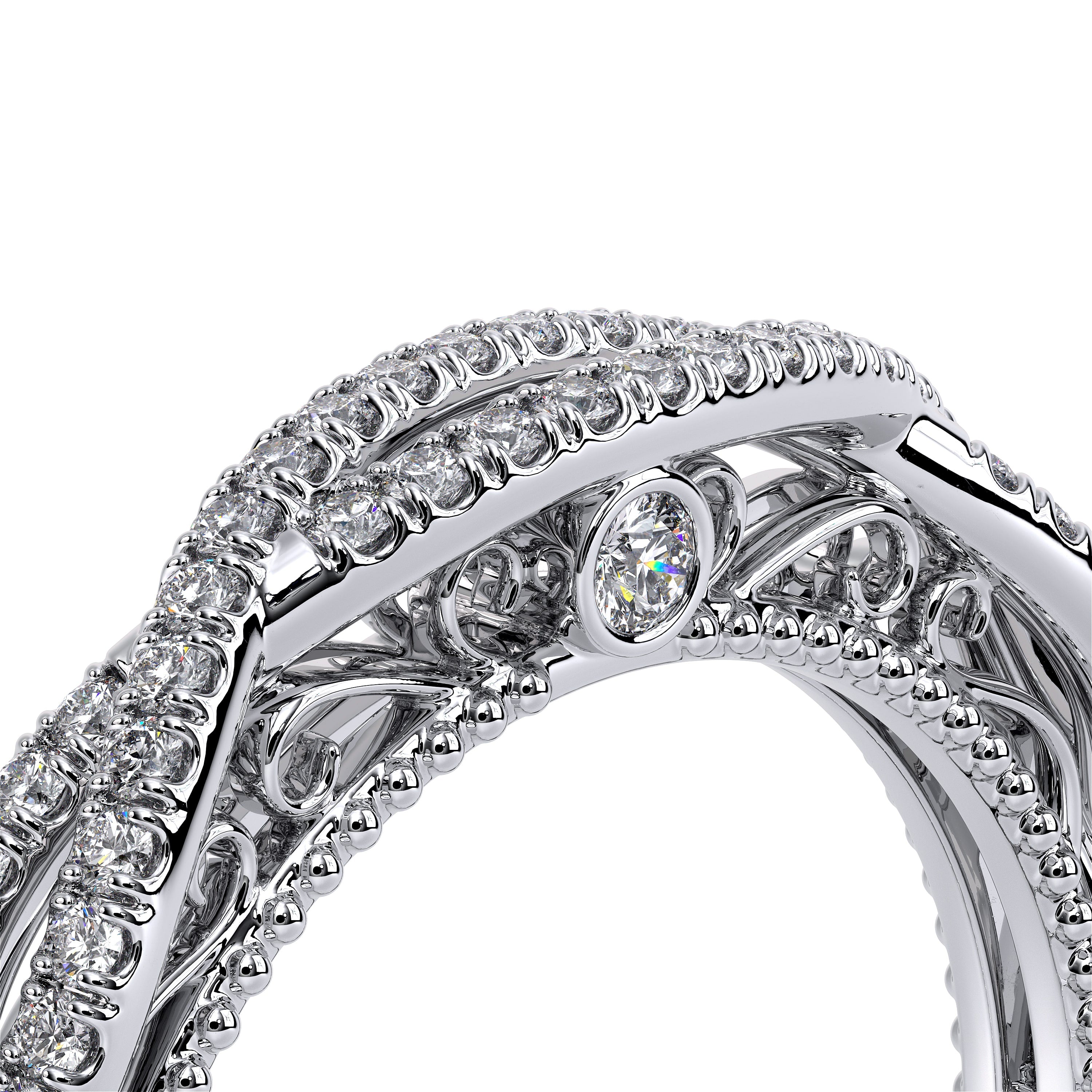 Vintage Twist Diamond Wedding Ring 18k White Gold - VEN-5003