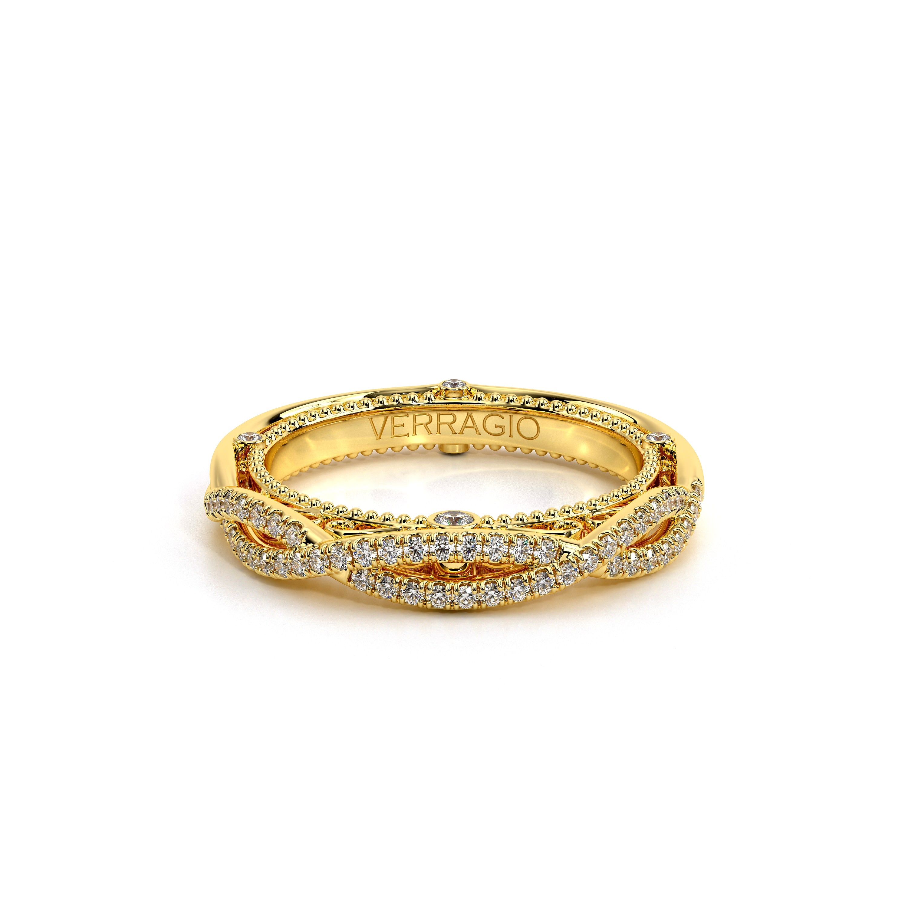 Vintage Twist Diamond Wedding Ring 14k Yellow Gold - VEN-5003
