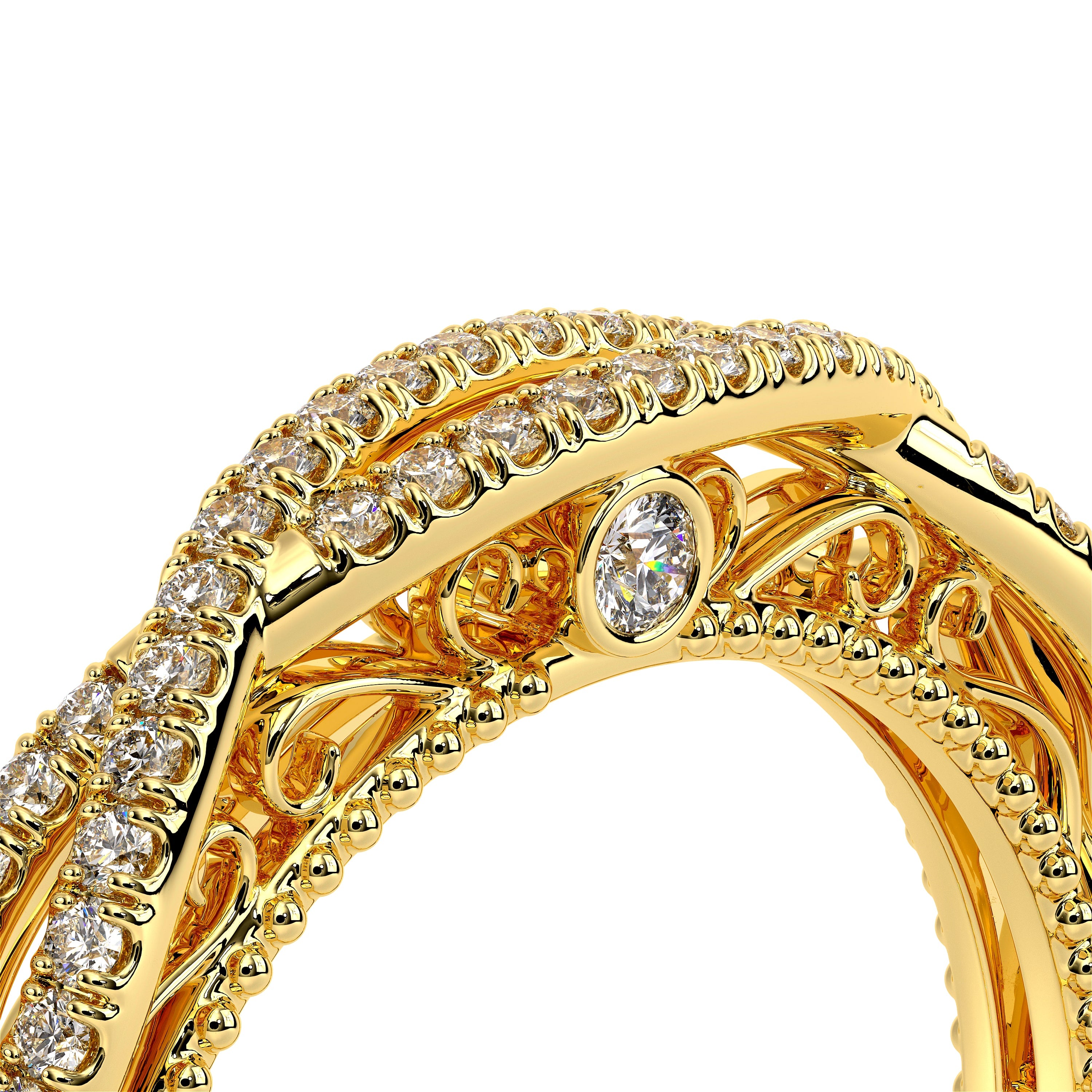 Vintage Twist Diamond Wedding Ring 14k Yellow Gold - VEN-5003