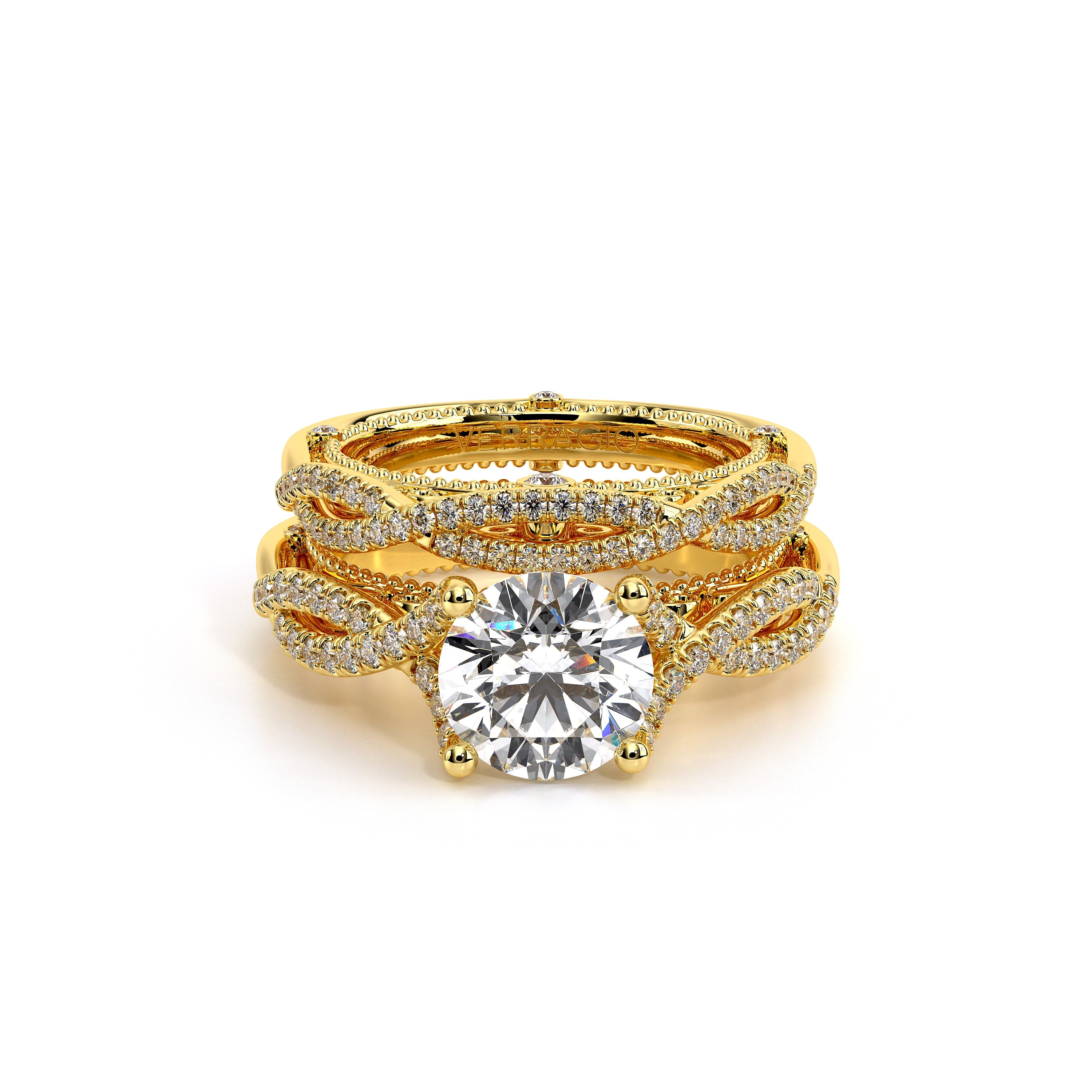 Vintage Twist Diamond Wedding Ring 14k Yellow Gold - VEN-5003