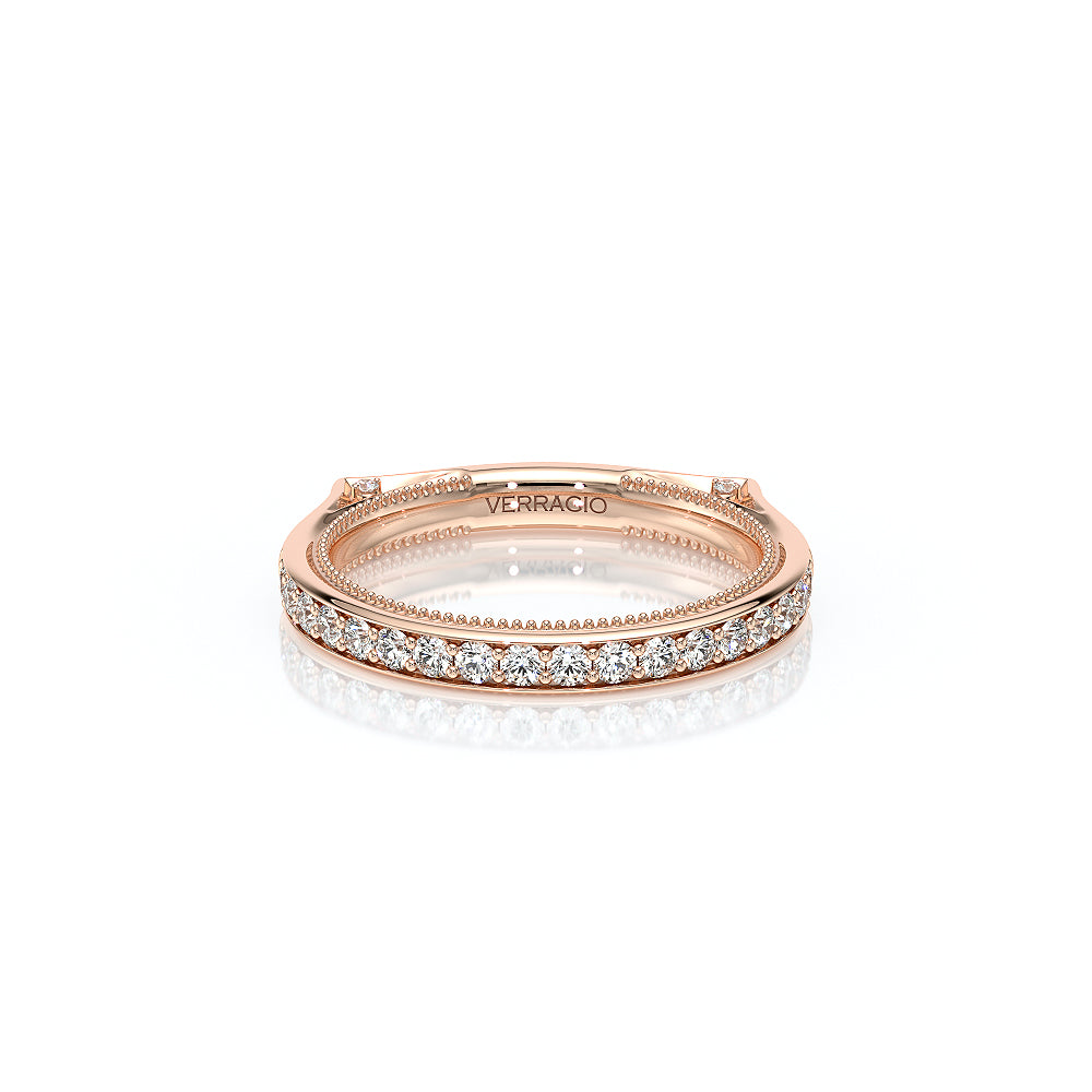 Channel Set Diamond Wedding Ring 18k Rose Gold - VNG-2207