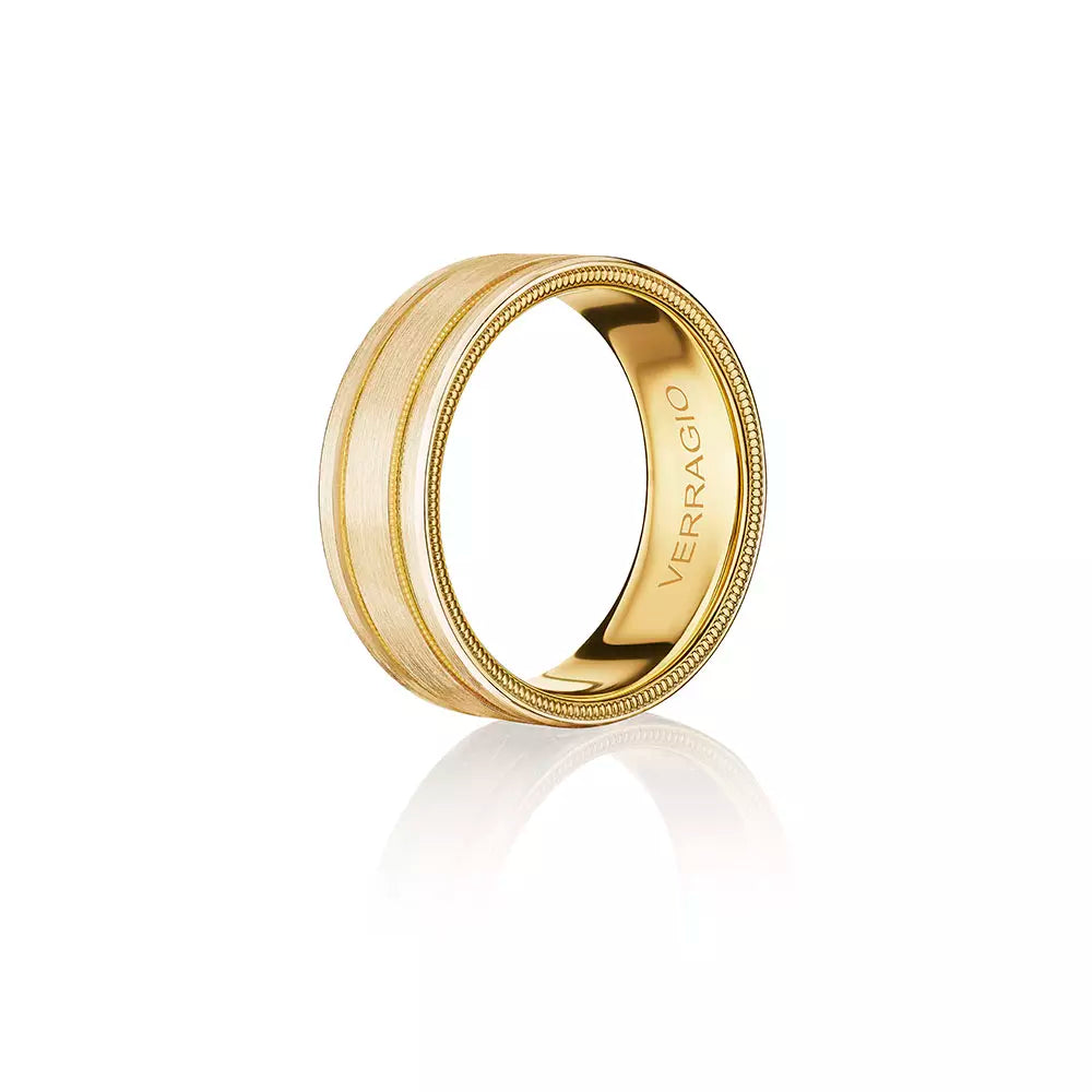 Classic Grooved Wedding Ring 14k Yellow Gold - VW-8107
