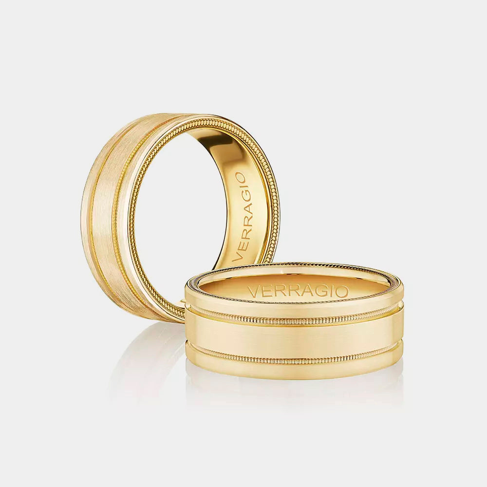 Classic Grooved Wedding Ring 18k Yellow Gold - VW-8107
