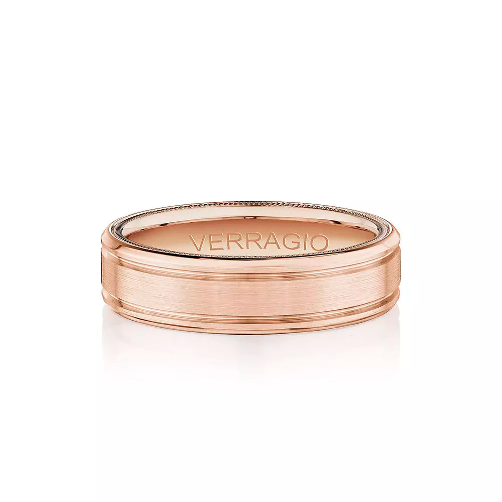 Modern Grooved Wedding Ring 18k Rose Gold - VWB-6028