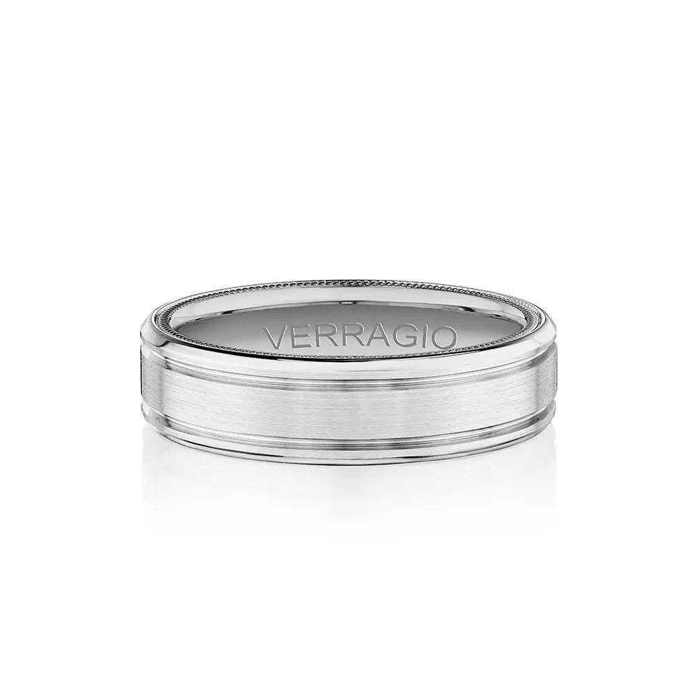 Modern Grooved Wedding Ring 14k White Gold - VWB-6028