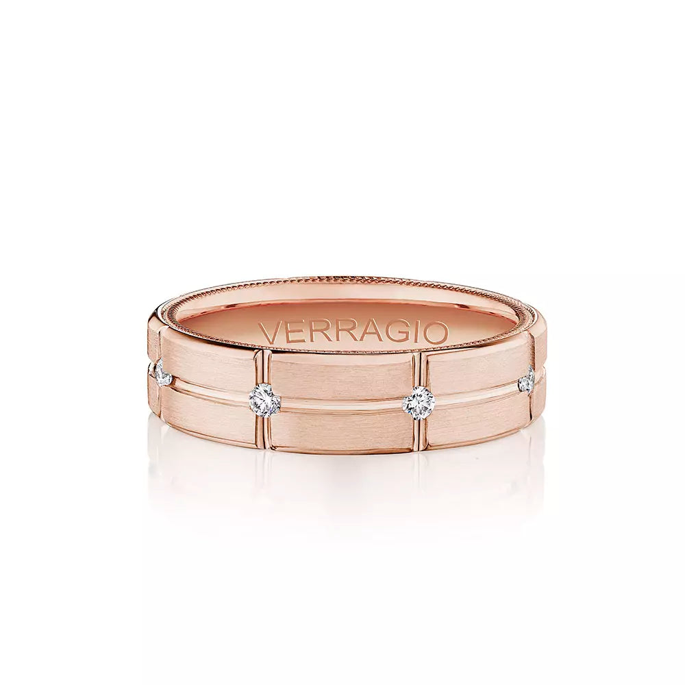 Modern Diamond Accent Wedding ring 14k Rose Gold - VWD-6927
