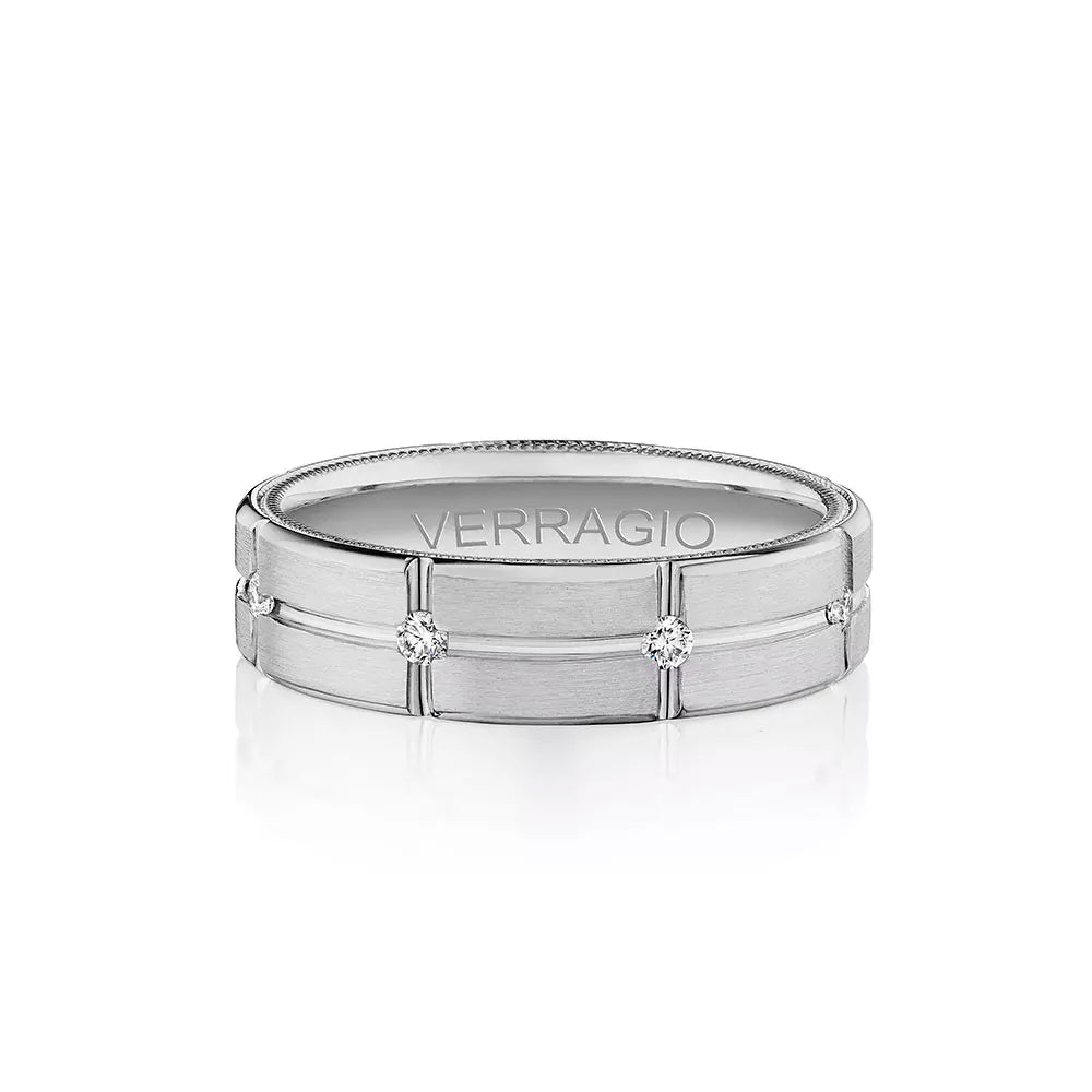 Modern Diamond Accent Wedding ring 18k White Gold - VWD-6927