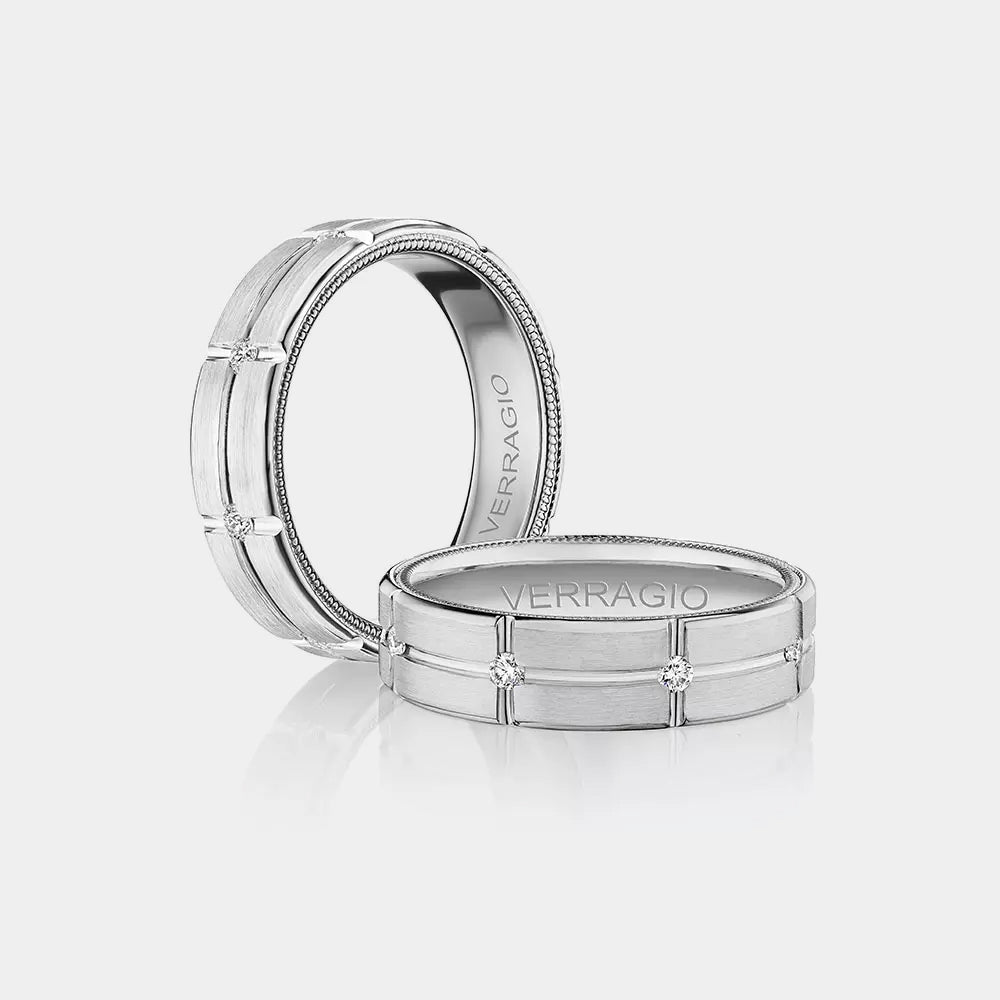 Modern Diamond Accent Wedding ring 18k White Gold - VWD-6927