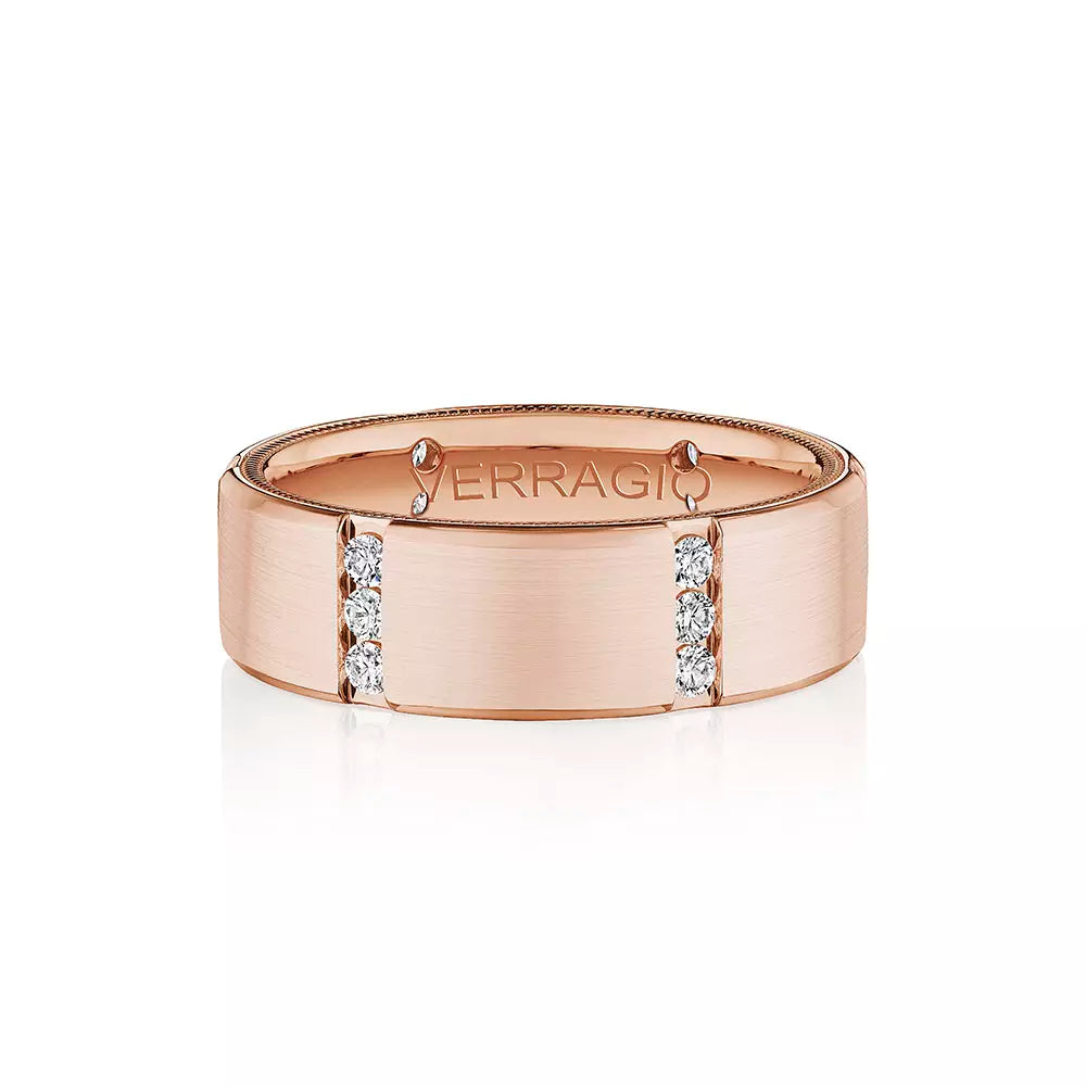 Modern Diamond Accent Wedding Ring 14k Rose Gold - VWD-7916