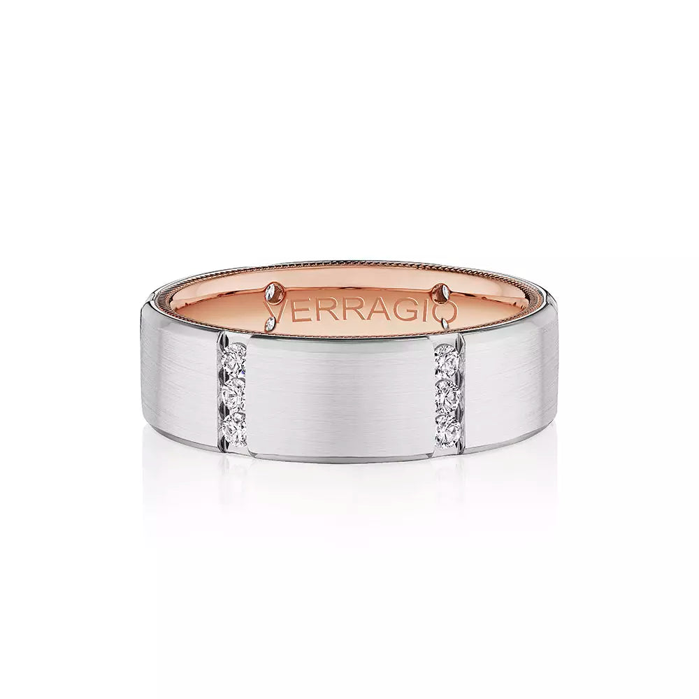 Modern Diamond Accent Wedding Ring 14k White/Rose Gold - VWD-7916