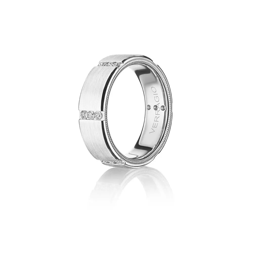 Modern Diamond Accent Wedding Ring 14k White Gold - VWD-7916