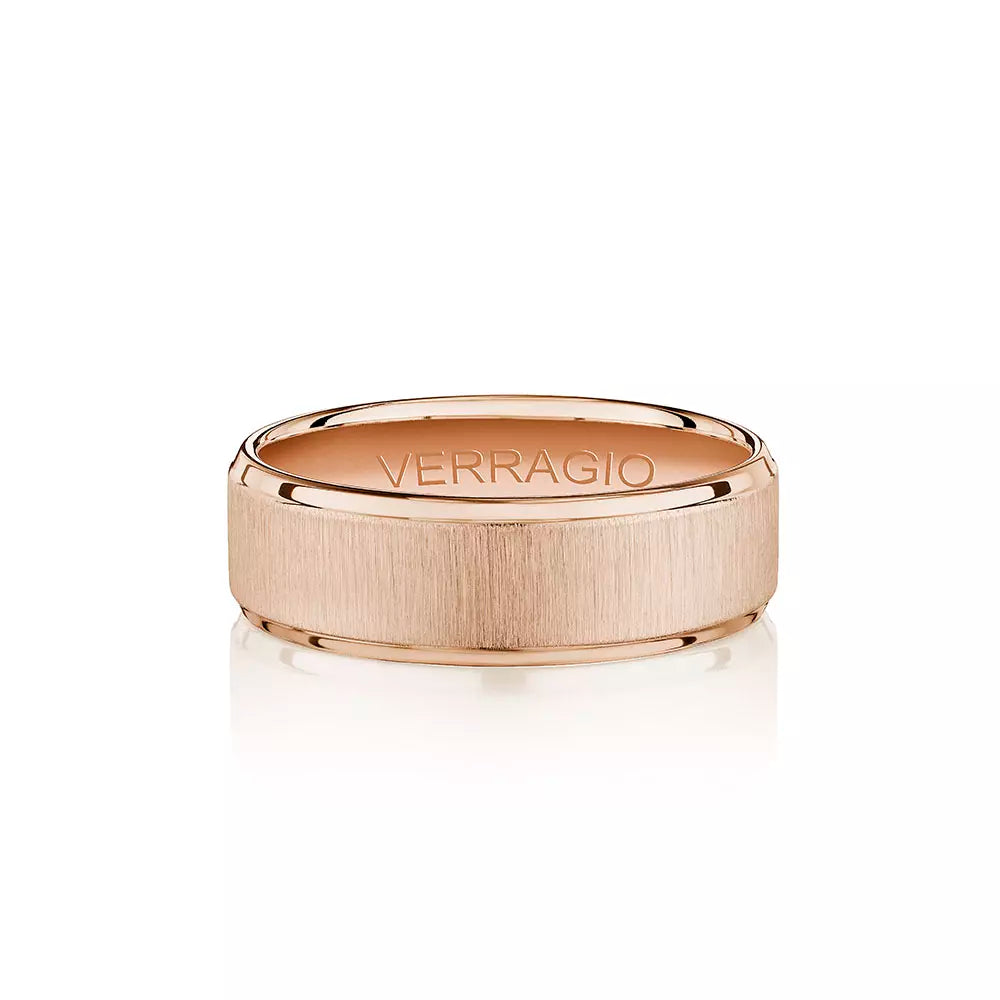 Modern Brushed Wedding Ring 14k Rose Gold - VWS-207