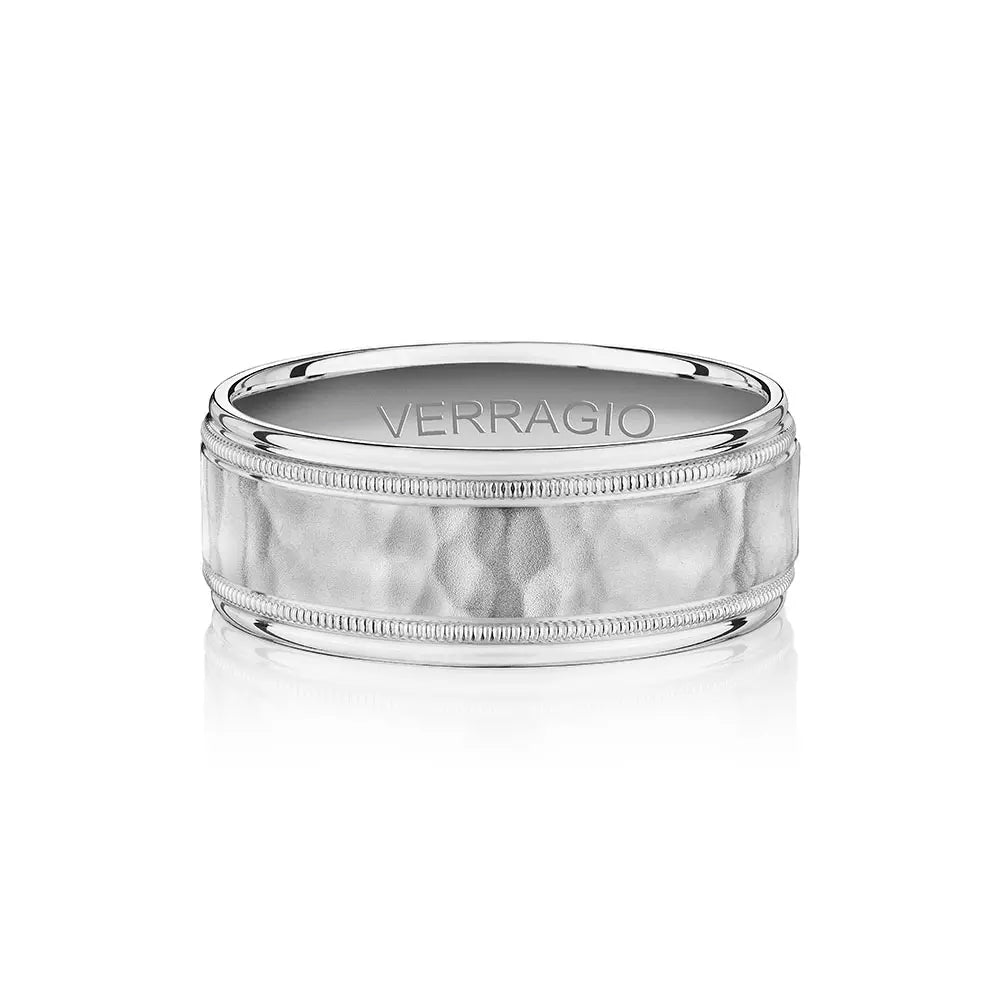 Modern Hammered Wedding Ring Platinum - VWS-208
