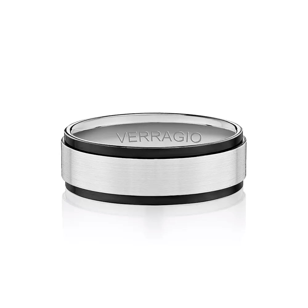 Modern Black Edge Wedding Ring Platinum - VWS-204