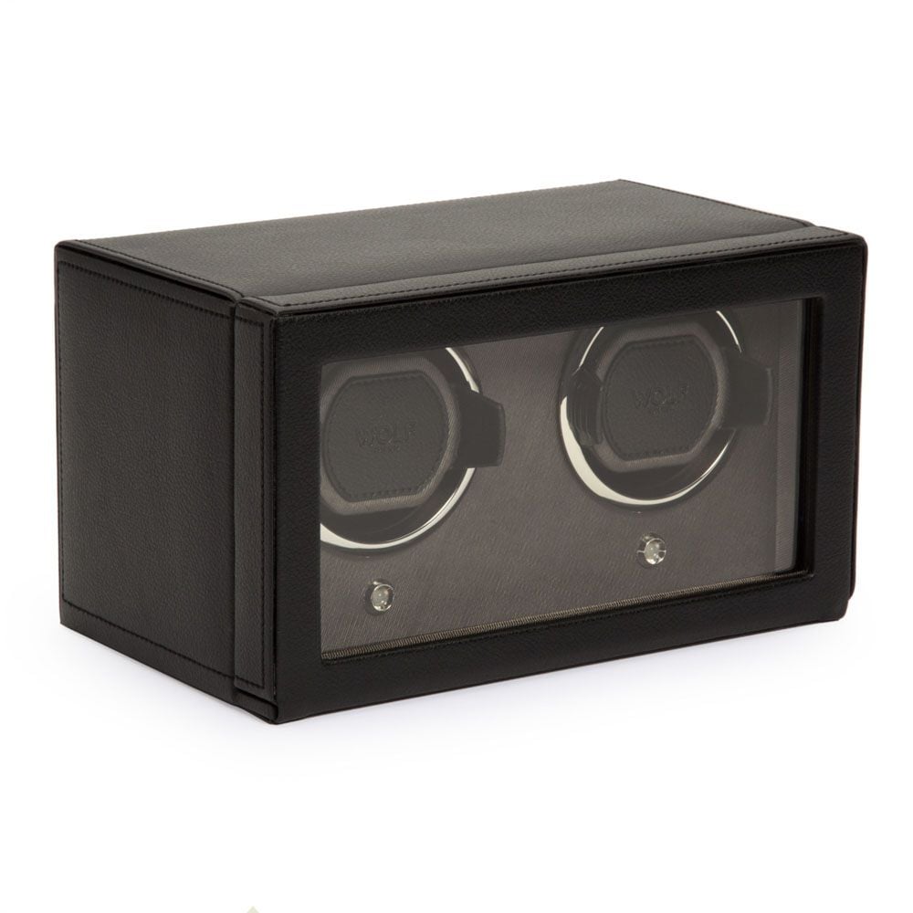 Cub Double Watch Winder - Black Vegan Leather