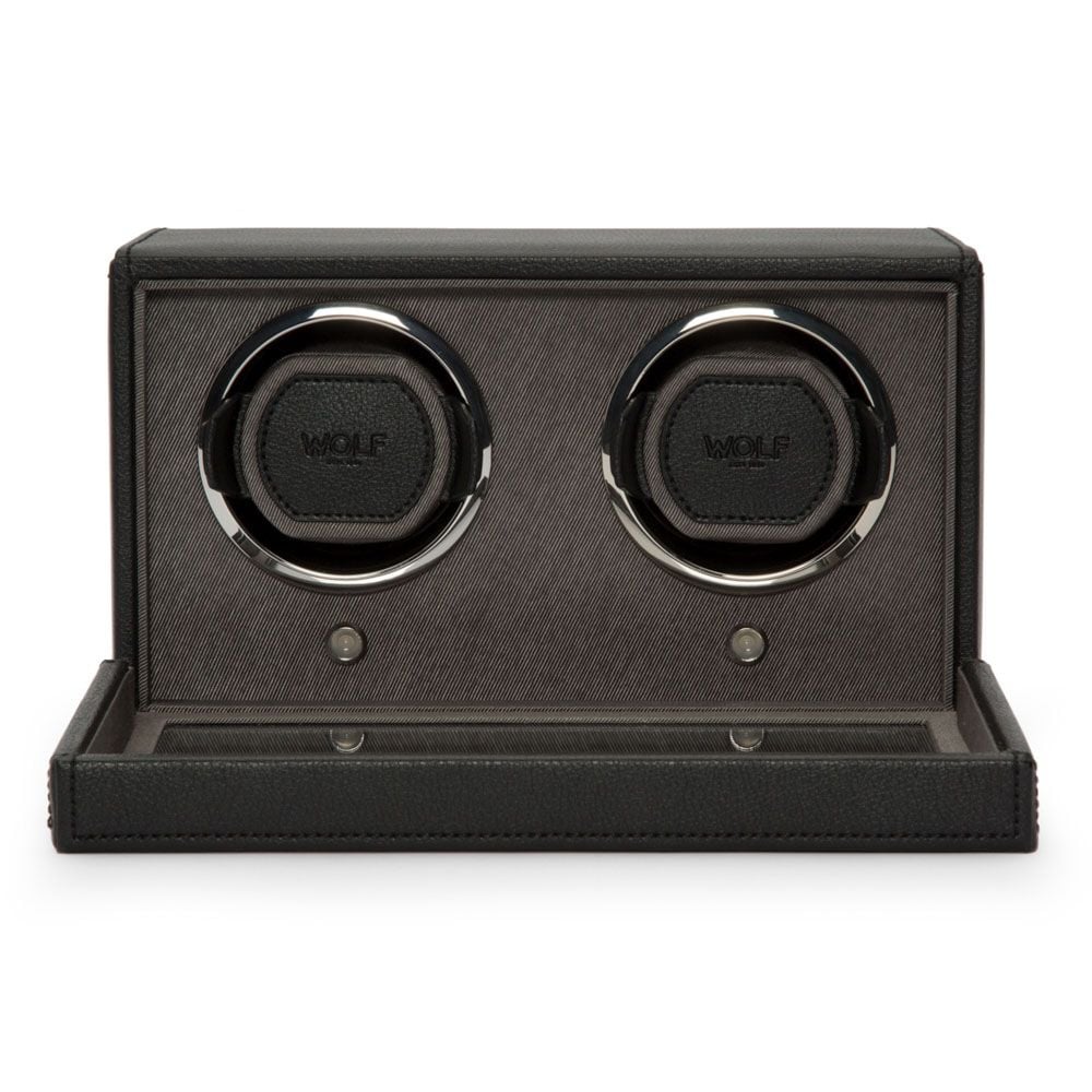 Cub Double Watch Winder - Black Vegan Leather