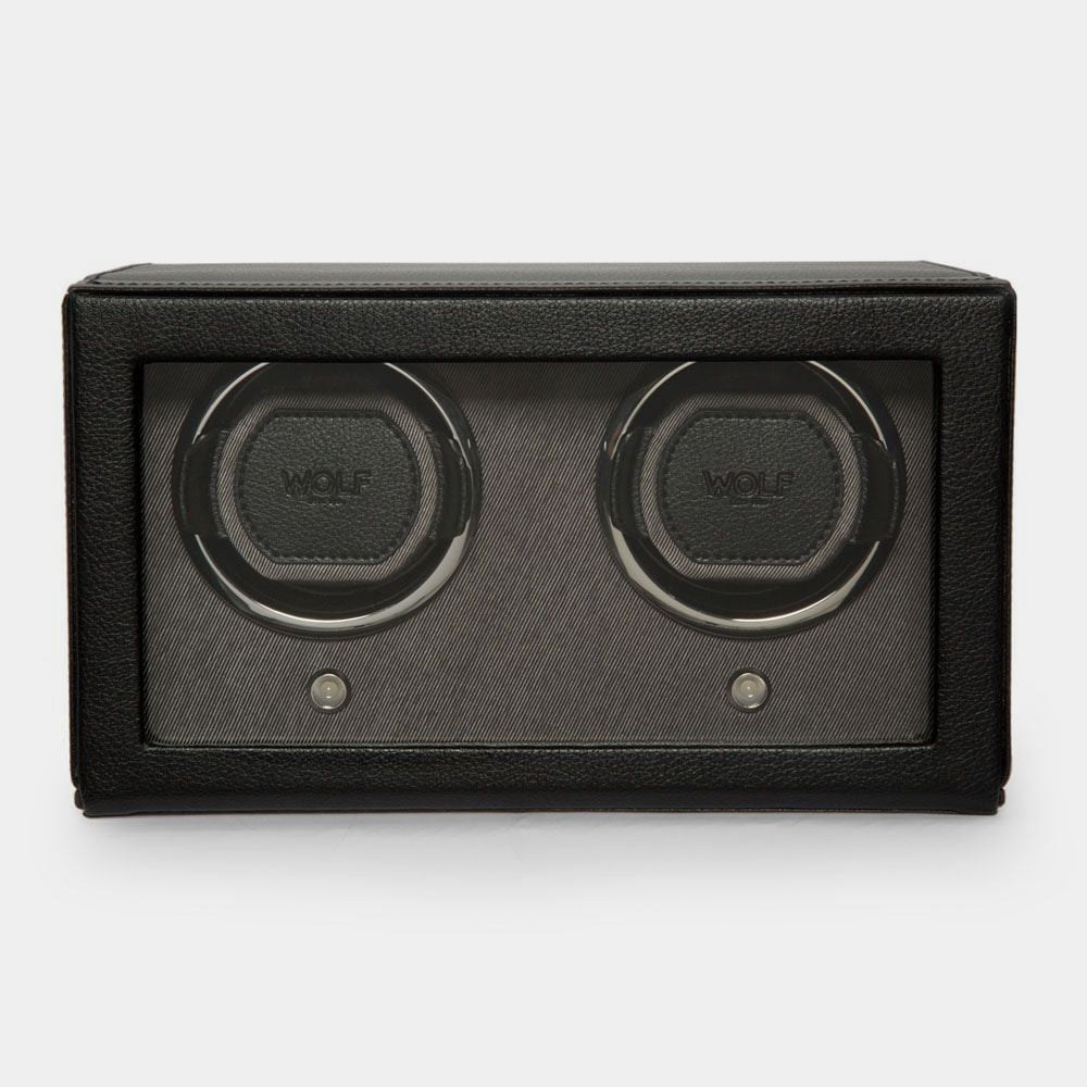 Cub Double Watch Winder - Black Vegan Leather