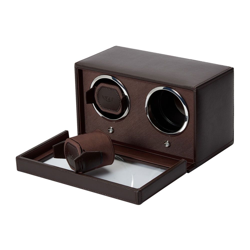 Cub Double Watch Winder - Brown Vegan Leather