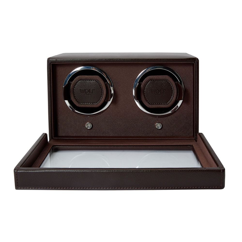 Cub Double Watch Winder - Brown Vegan Leather