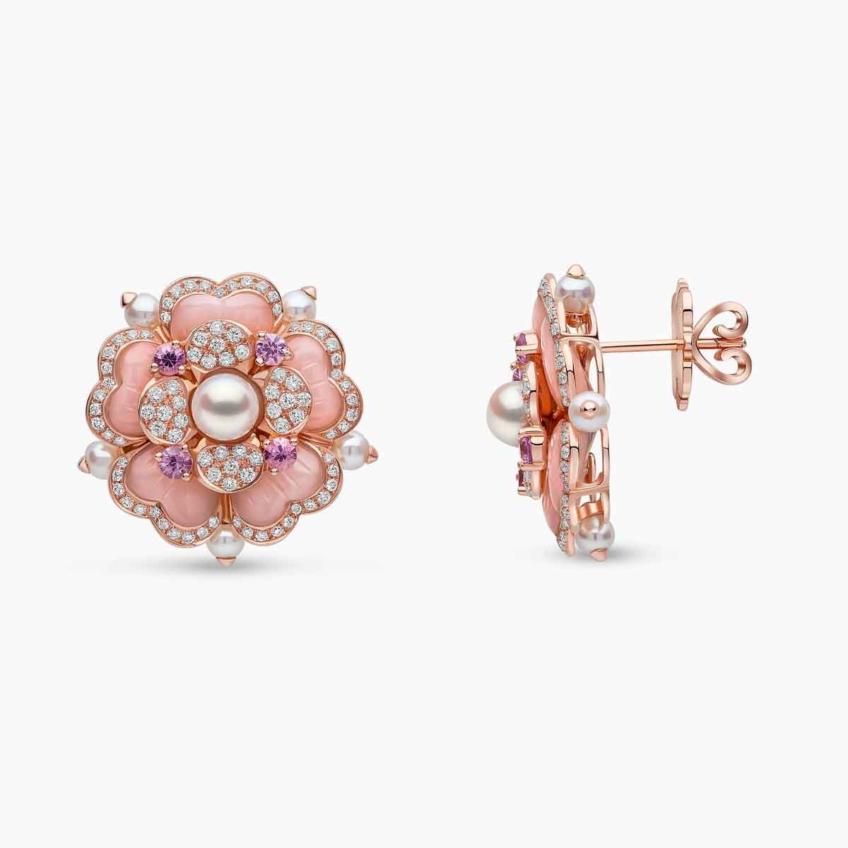 Cleopatra Freshwater Pearl, Diamond, Sapphire & Opal Earrings