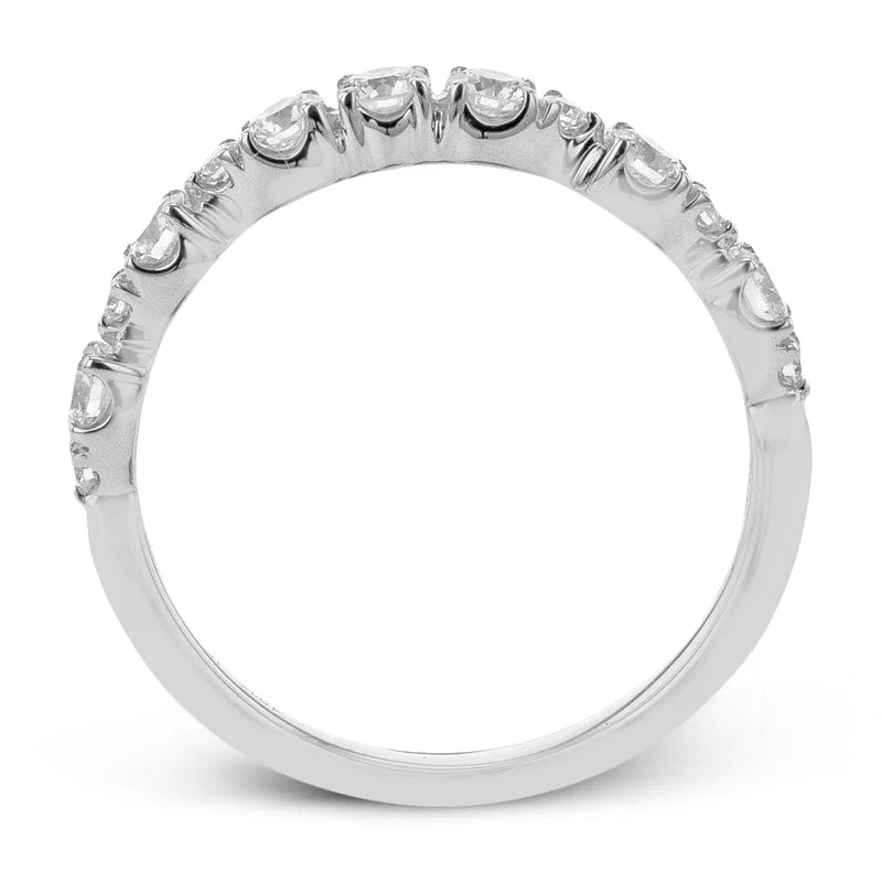 Tapered Diamond Wedding Ring 18k White Gold - LR4005-B