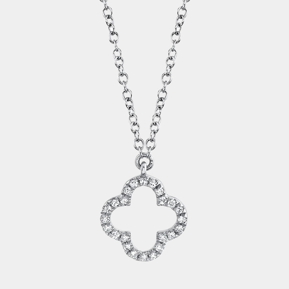 white gold diamond clover necklace