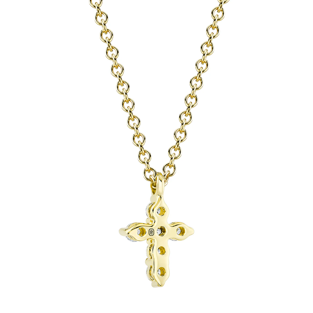 Gia Diamond Cross Yellow Gold Necklace