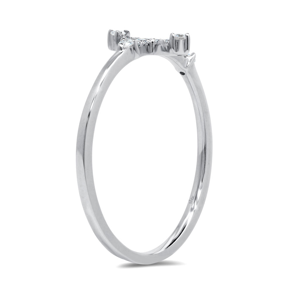 White gold east west diamond cross fashion ring, side angle view