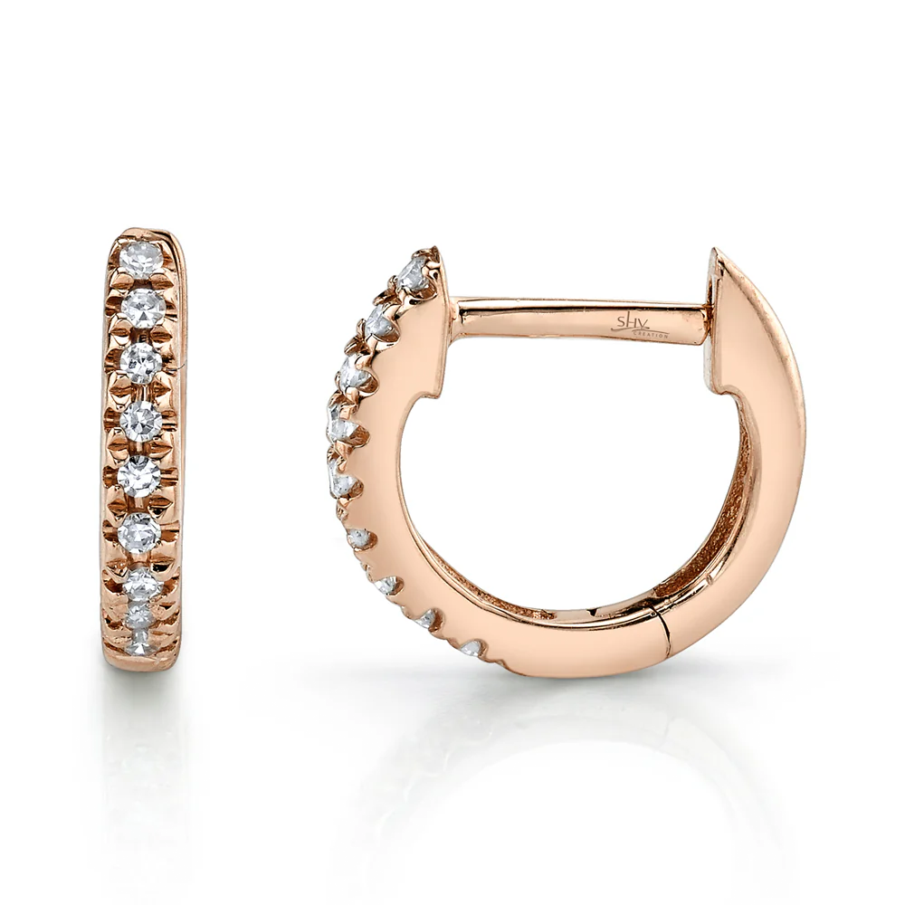 Kate Rose Gold Diamond Mini Huggie Earrings
