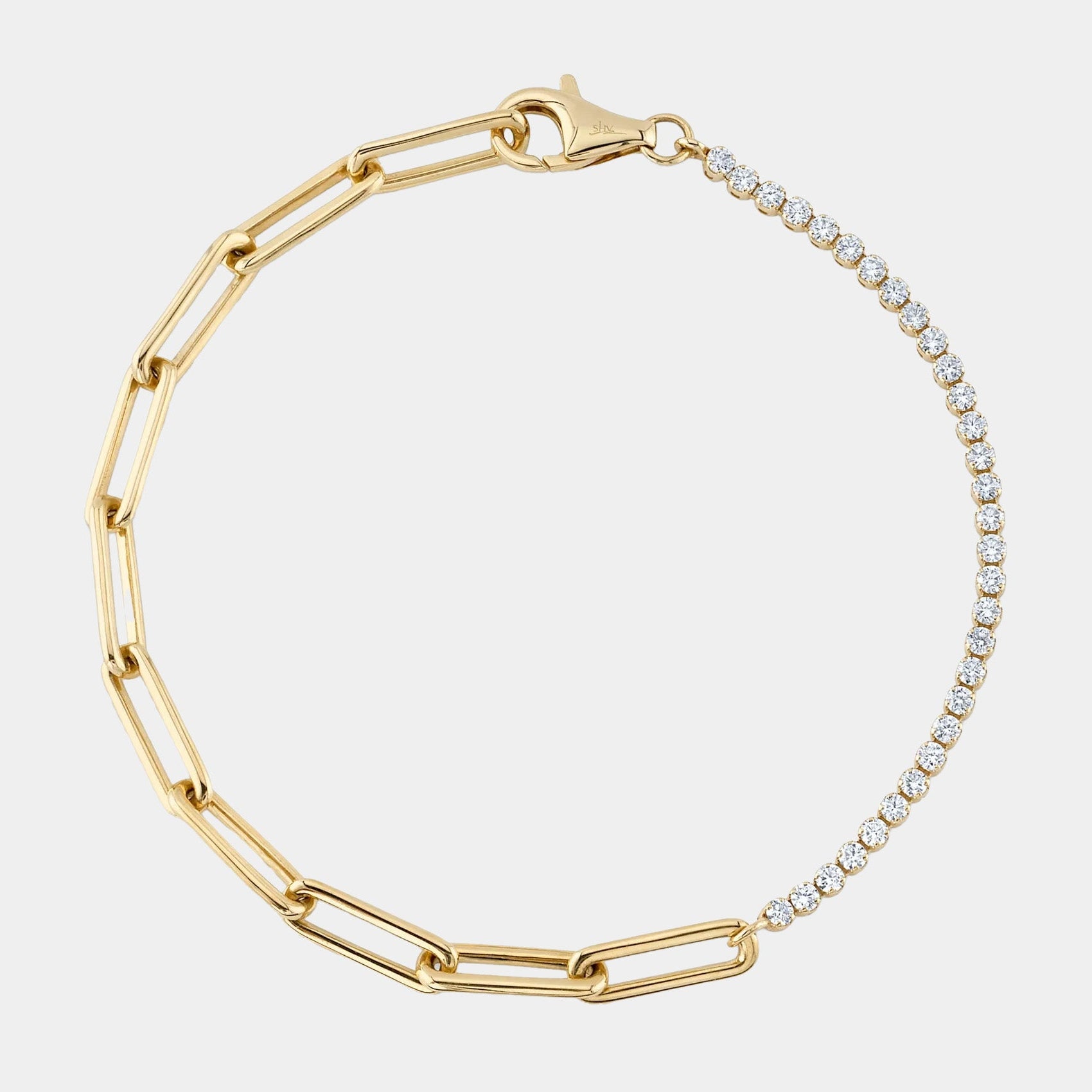 half diamond tennis half link bracelet