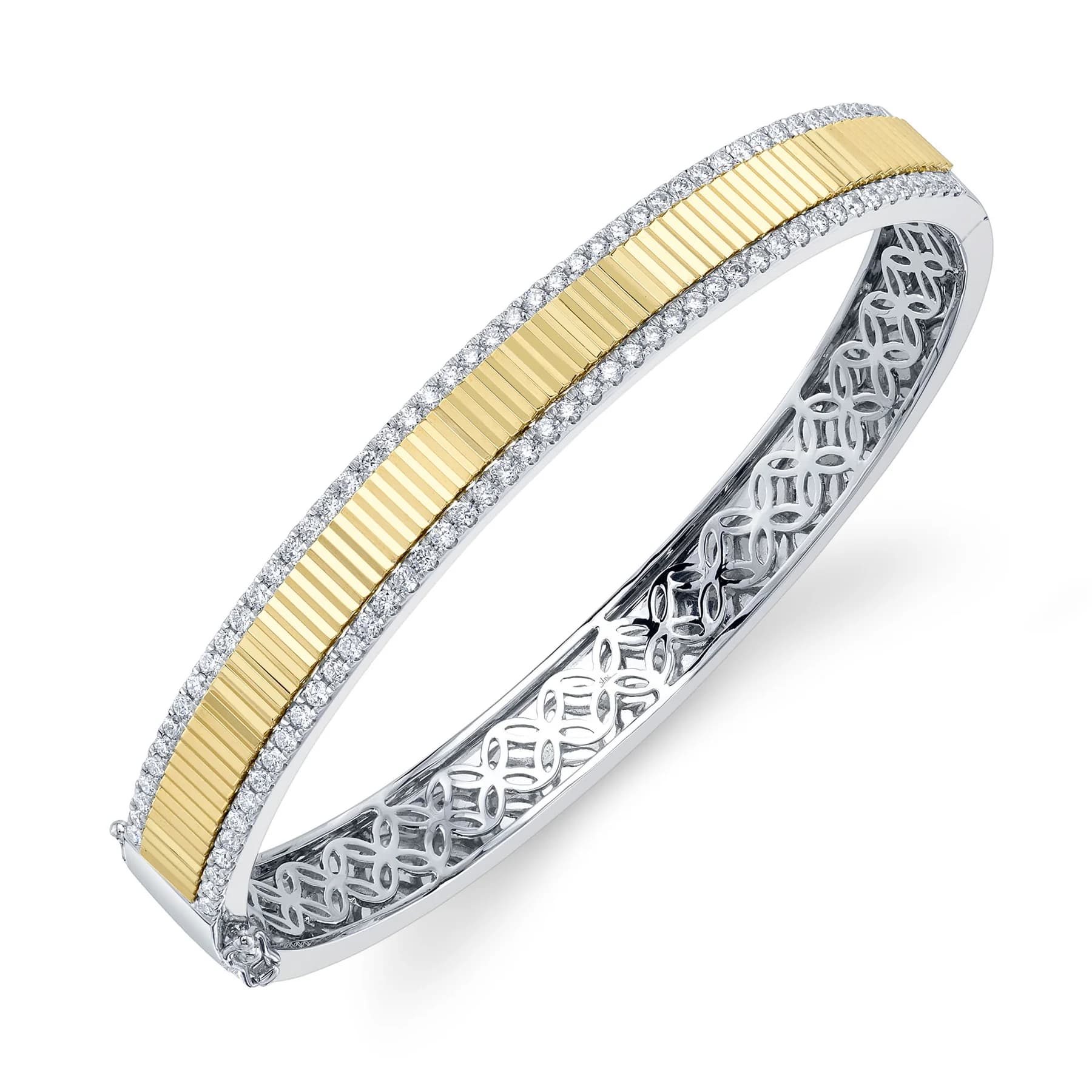 two tone diamond bangle