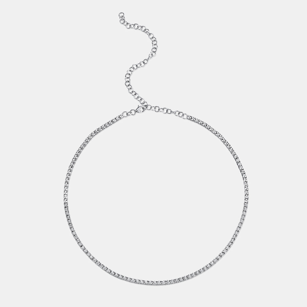 White gold diamond tennis necklace front view