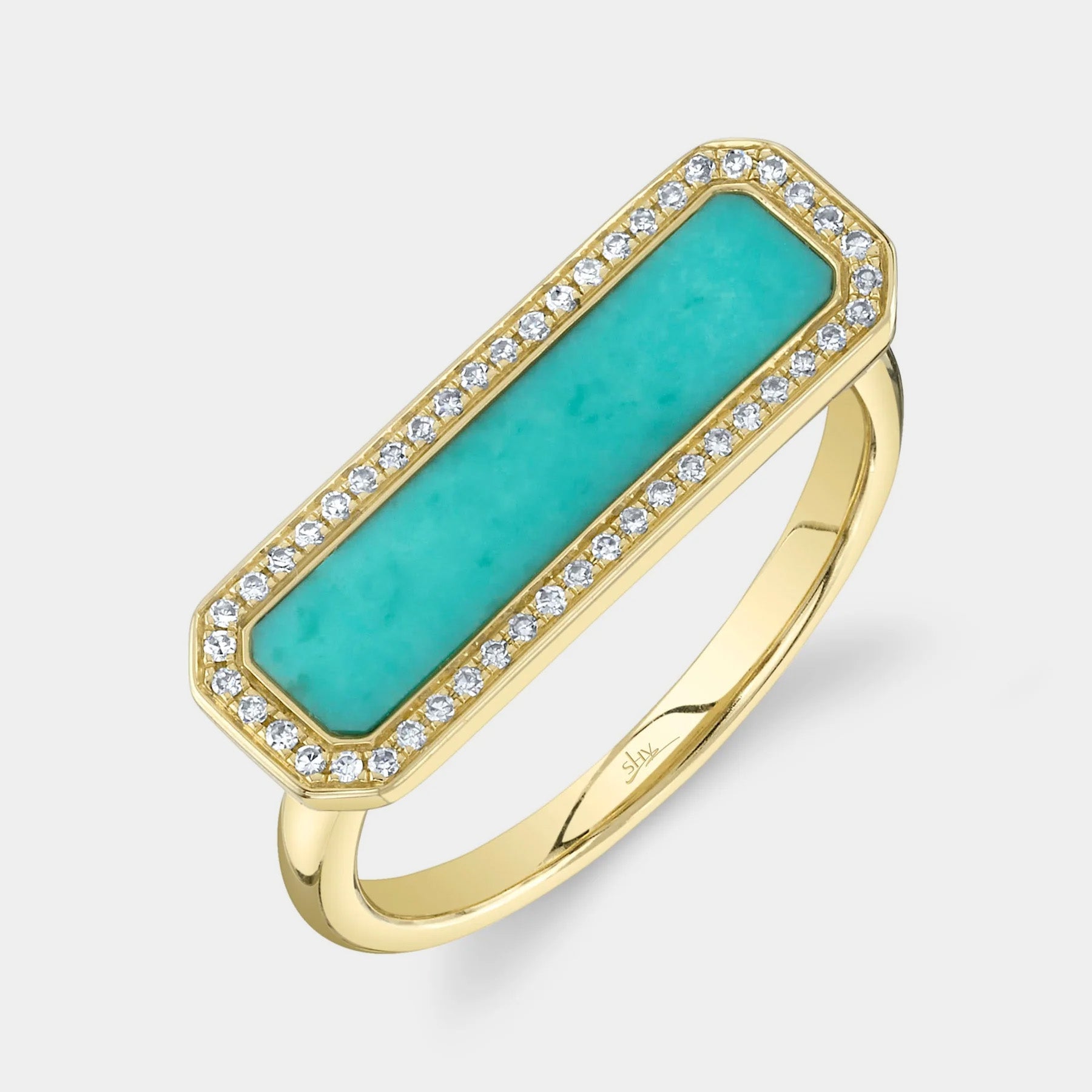 yellow gold turquoise and diamond ring
