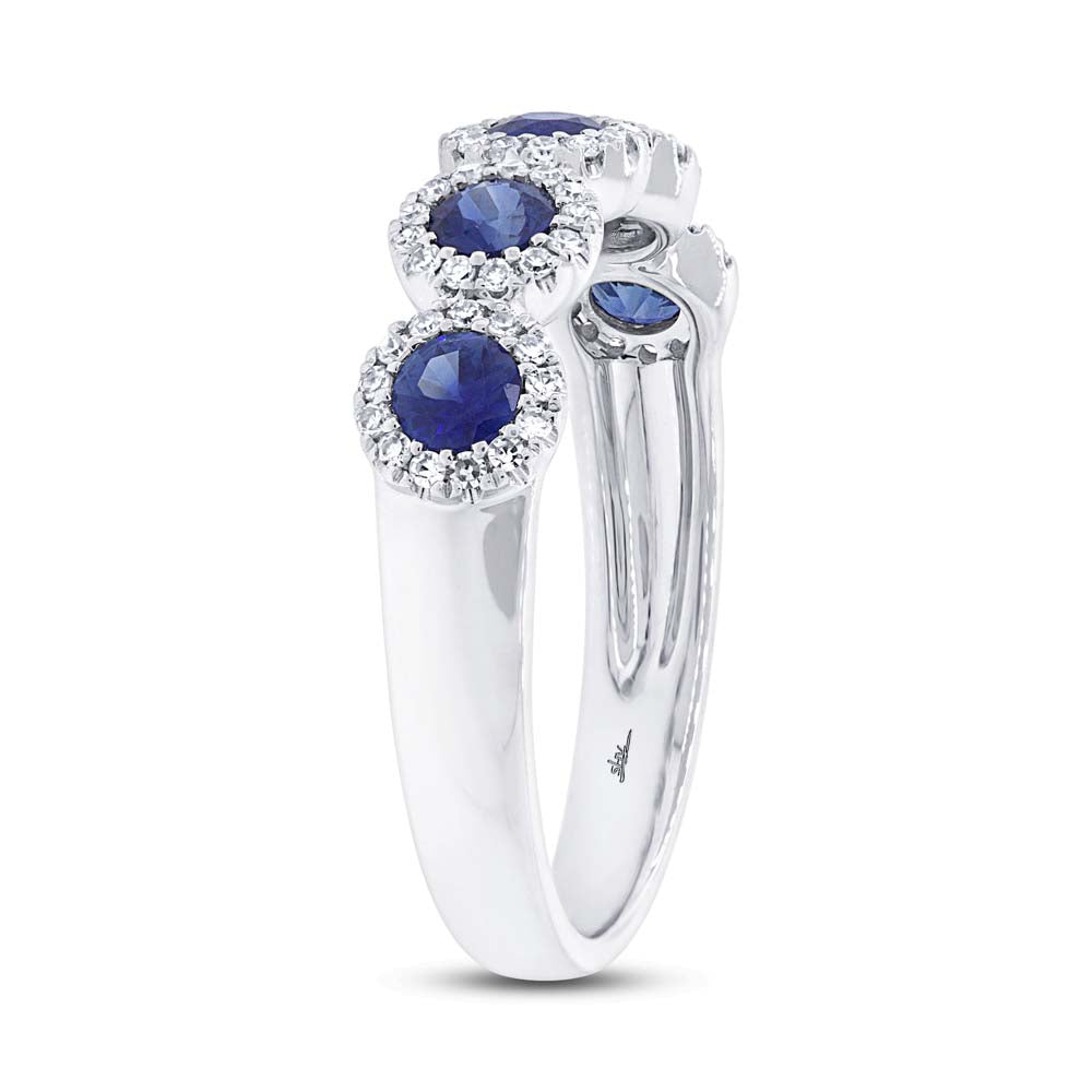 White gold sapphire and diamond fashion ring, side angle view