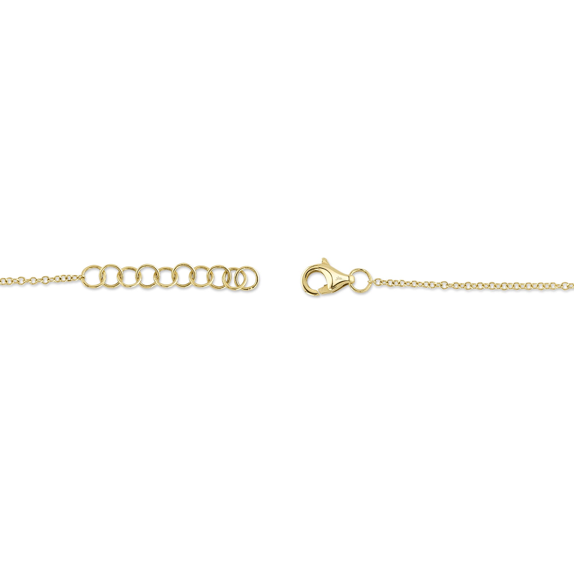 Yellow gold diamond clover pendant bracelet, clasp view