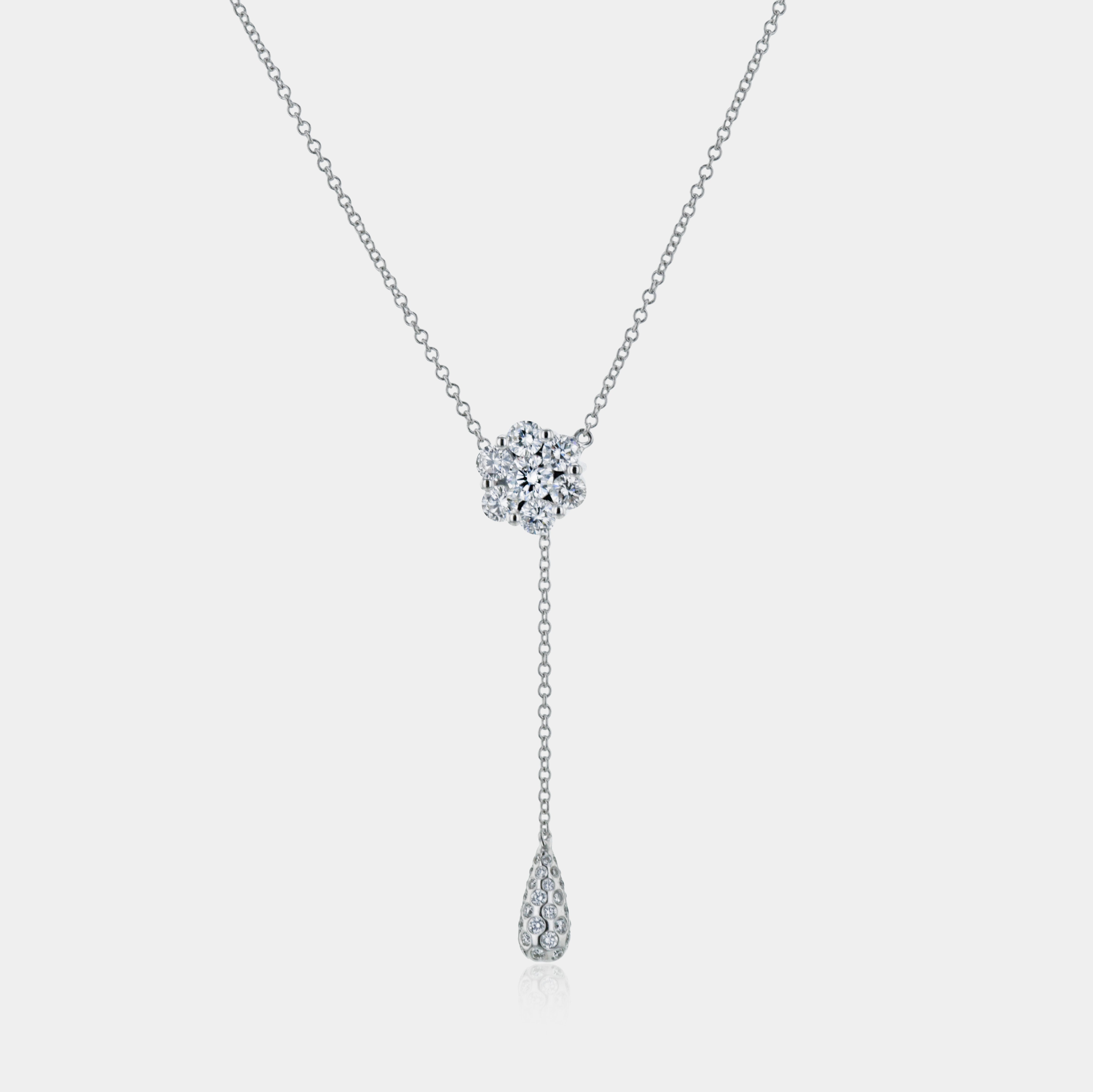 White gold diamond lariat necklace