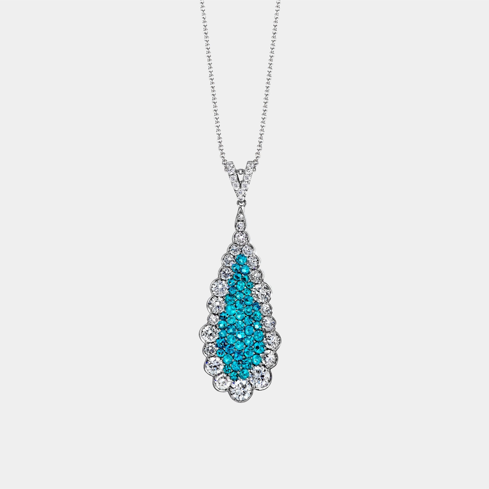 Paraiba pendant necklace with diamond accents